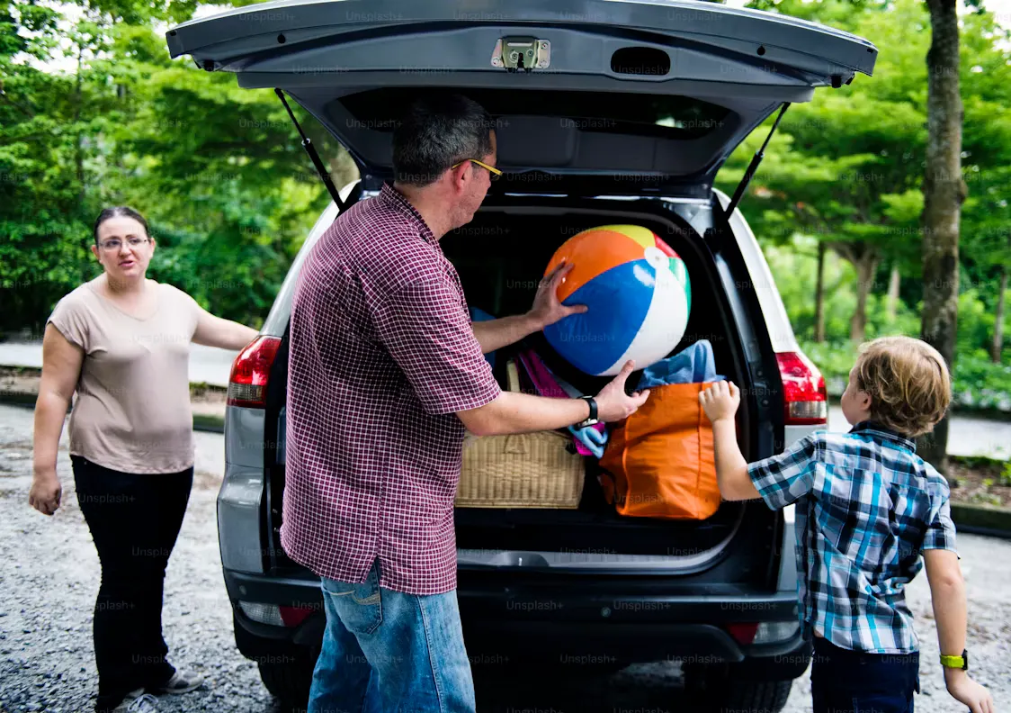 SUV packed with personal luggage before vehicle shipping